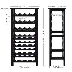 SMIBUY Bamboo Wine Rack, 28 Bottles Display Holder with Table Top, 7-Tier Free Standing Storage Shelves for Kitchen, Pantry, Cellar, Bar (Black)