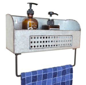 shabbydecor galvanized metal bathroom storage box with towel bar rustic toilet towel bar farmhouse bathroom accessories