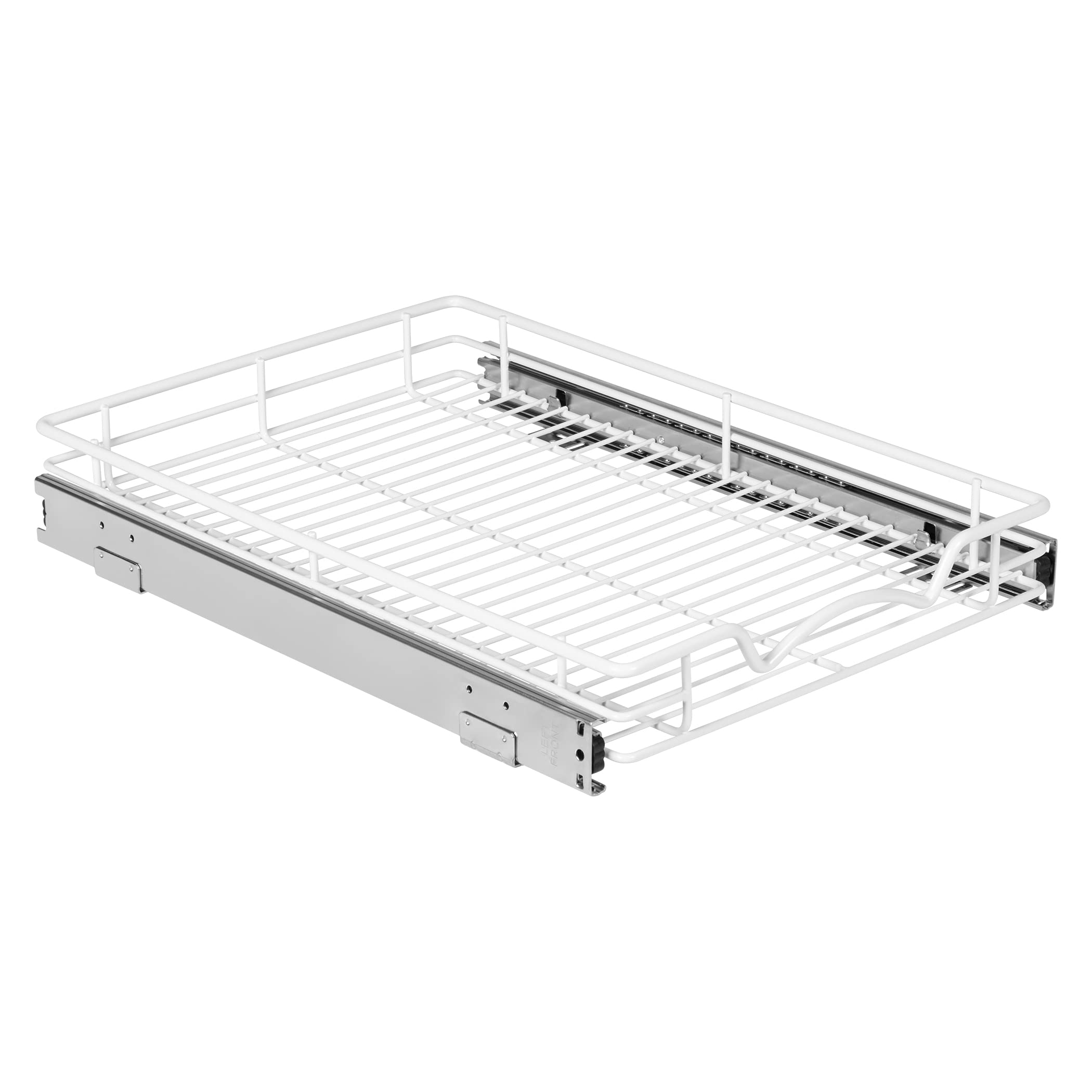 Hold N’ Storage Pull Out Cabinet Drawer Organizer, Heavy Duty-with 5 Year Limited Warranty- Slide Out Shelves, -14”W x 21”D - Requires at Least a 15-1/4” Cabinet Opening, Steel Metal, White Finish