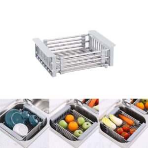 1pc drain rack | retractable stainless steel sink strainer drain | stainless steel kitchen basket | kitchen rack drain basket | over the sink dish drying rack | 29 * 22.5 * 9cm/11.4 * 8.66 * 3.54in