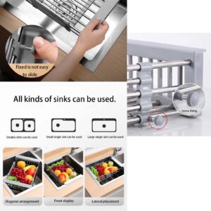 1pc Drain Rack | Retractable Stainless Steel Sink Strainer Drain | Stainless Steel Kitchen Basket | Kitchen Rack Drain Basket | Over The Sink Dish Drying Rack | 29 * 22.5 * 9cm/11.4 * 8.66 * 3.54in