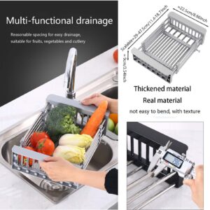 1pc Drain Rack | Retractable Stainless Steel Sink Strainer Drain | Stainless Steel Kitchen Basket | Kitchen Rack Drain Basket | Over The Sink Dish Drying Rack | 29 * 22.5 * 9cm/11.4 * 8.66 * 3.54in