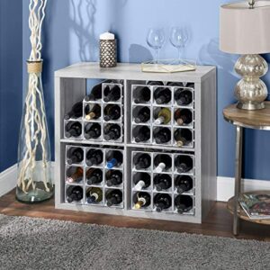 Stackable Modular Wine Rack - 12 Bottle Set (9 modules, 3 top Plates) Silver. Store up to 12 Bottles. Great for organizing and Creating Storage Space. by Stakrax