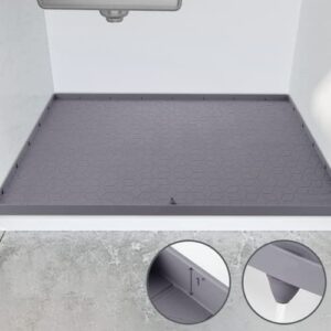 waterproof under sink mat for 36"cabinet, flexible silicone cabinet protection mat, under sink tray, drips leaks spills protector, 35x22"cabinet liner for kitchen, bathroom