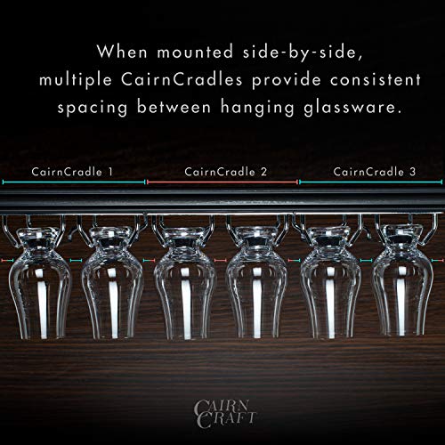 CairnCradle Whiskey Glass Rack - Under Cabinet Whisky Tasting Glasses Holder Storage Hanger Metal Organizer for Bar Kitchen (2 Across x 3 Deep, Polished Stainless)