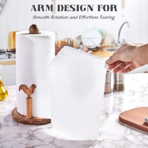 Paper Towel Holder Countertop, Bivvclaz Acacia Wood Paper Towel Holder Stand with Arm and Non Slip Weighted Base, Kitchen Paper Towel Roll Dispenser for Standard & Jumbo Sized Paper Towels