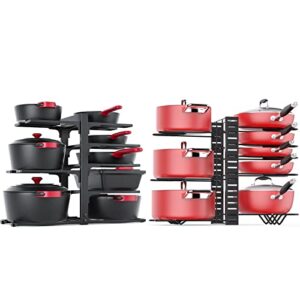 mudeela pan organizer rack for cabinet with 3 diy methods and 8-tier adjustable heavy duty pan organizer rack for cabinet bundle