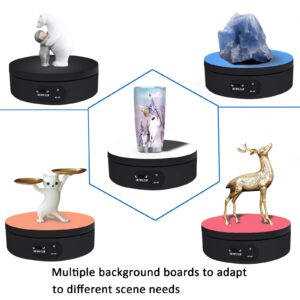 YVV Motorized Rotating Display Stand, Cup Display Turner Stand, Electric Rotating Base for Glitter Tumblers, 360 Automatic Mute Rotating Turntable with 4 Colors Backgrounds for Epoxy Cup Display