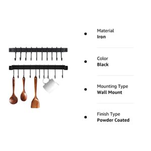 DREAMWENF Kitchen Wall Mounted Hanging Utensil Holder Rack with 10 S Hooks for Hanging Kitchen Utensils Set & Cookware, 16 inch, 2Pcs