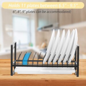 E-ROOM TREND Dish Rack with Drainboard for Kitchen Black 2 Pack Plate and Utensil Holder Detachable Dish Drainer Drying Rack Metal for Kitchen Countertop Cabinet 10 Plates to Hold (DR346B)