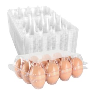 SENENQU 40 Pack Egg Cartons Cheap Bulk, 1 Dozen Clear Egg Cartons, Plastic Egg Carton Bulk Chicken Egg Tray Holder Egg Tray for Family Pasture Farm Market (3×4 Grids, 12 Eggs)