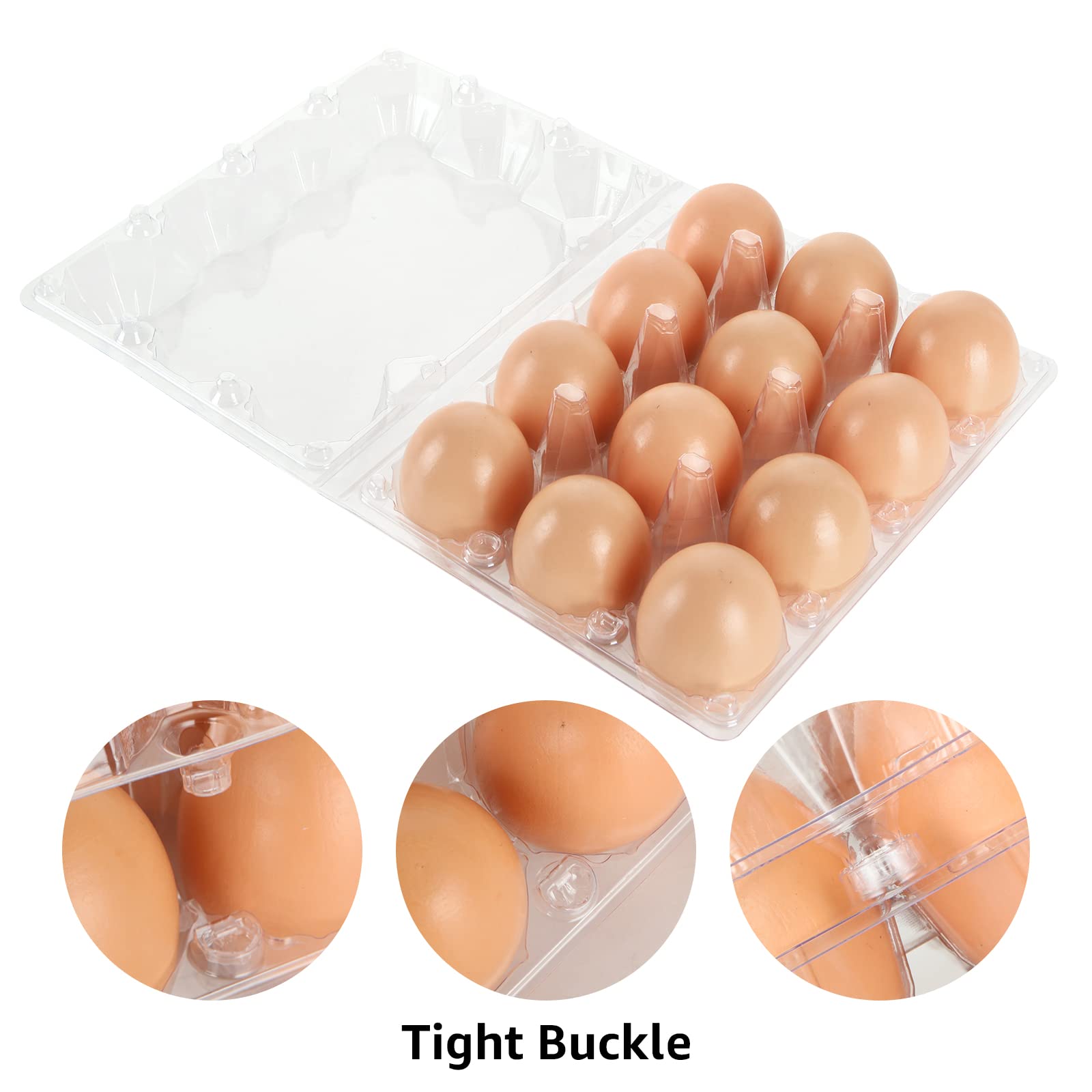 SENENQU 40 Pack Egg Cartons Cheap Bulk, 1 Dozen Clear Egg Cartons, Plastic Egg Carton Bulk Chicken Egg Tray Holder Egg Tray for Family Pasture Farm Market (3×4 Grids, 12 Eggs)