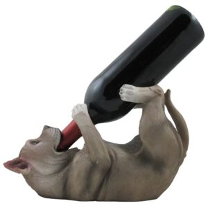 drinking pit bull wine bottle holder statue in decorative home bar decor pet sculptures & pitbull figurines, wine racks and stands and collectible gifts for dog lovers