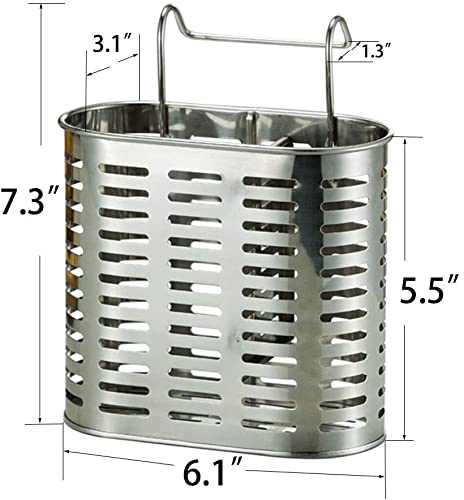 kaileyouxiangongsi Stainless Steel Hanging 2 Compartments Mesh Utensil Drying Rack/Chopsticks/Spoon/Fork/Knife Drainer Basket Flatware Storage Drainer