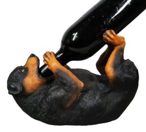 ebros lifelike purebreed pedigree canine adorable rottweiler butcher's dog wine bottle holder figurine statue as kitchen wine cellar centerpiece decor storage organizer (rottweiler)