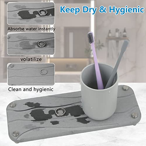 TGIFGO Instant Dry Sink Organizer Kitchen Sink Caddy Fast Drying Stone Sink Tray Bathroom Organizer with Stainless Steel Feet Natural Diatomaceous Prevent Moisture Buildup