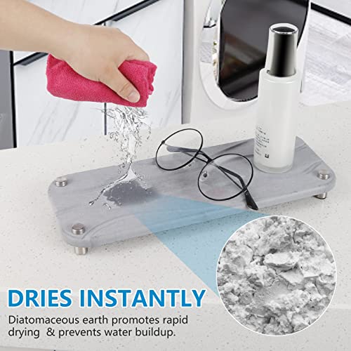 TGIFGO Instant Dry Sink Organizer Kitchen Sink Caddy Fast Drying Stone Sink Tray Bathroom Organizer with Stainless Steel Feet Natural Diatomaceous Prevent Moisture Buildup