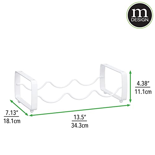 mDesign Metal Free-Standing Stackable 3 Bottle Modular Storage Organizer Rack for Kitchen Countertop, Table Top, Pantry, Fridge Shelf - Holder for Wine, Beer, Pop/Soda, Water - 2 Pack - Matte White