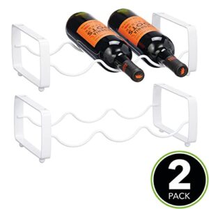 mDesign Metal Free-Standing Stackable 3 Bottle Modular Storage Organizer Rack for Kitchen Countertop, Table Top, Pantry, Fridge Shelf - Holder for Wine, Beer, Pop/Soda, Water - 2 Pack - Matte White