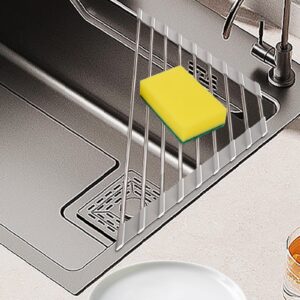 llyliu triangle roll up dish drying rack - over the sink kitchen roll up sink drying rack sink caddy sponge holder