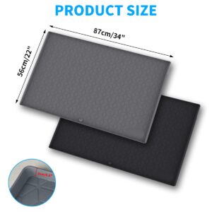 AUMIO Under Sink Mat, Under Sink Mats for Kitchen Waterproof 22" x 34" Under Kitchen Sink Mat Silicone Under Sink Liner Drip Tray with Drain Hole, Sink Cabinet Protector Mat for Kitchen Bathroom Black