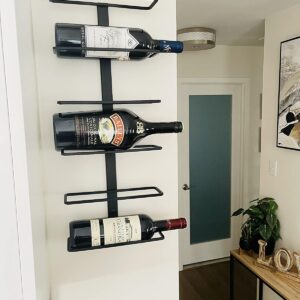 TheRackCo. Wall Series - Center Frame Metal Wall Mount Wine Bottle Rack, Black (6 Bottles)