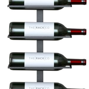 TheRackCo. Wall Series - Center Frame Metal Wall Mount Wine Bottle Rack, Black (6 Bottles)