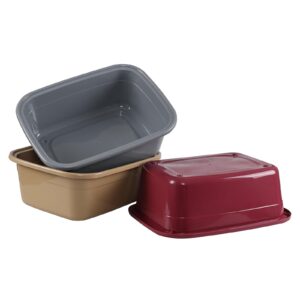 utiao 18 quart wash basin, large dish tubs, 3 packs(dark red, grey, khaki)
