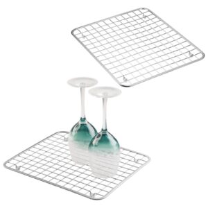 mdesign modern metal wire protective kitchen sink raised drying mat/grid for countertop - dry dishes, cups, plates, mugs - easy to clean - unity collection - 2 pack - chrome