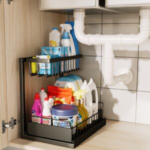floridy under sink organizer, pull out under sink organizers and storage l shaped, under the sink organizer bathroom kitchen cabinet organizer shelf and storage