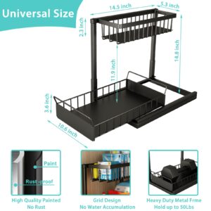 Floridy Under Sink Organizer, Pull Out Under Sink Organizers and Storage l Shaped, Under the Sink Organizer Bathroom Kitchen Cabinet Organizer Shelf and Storage