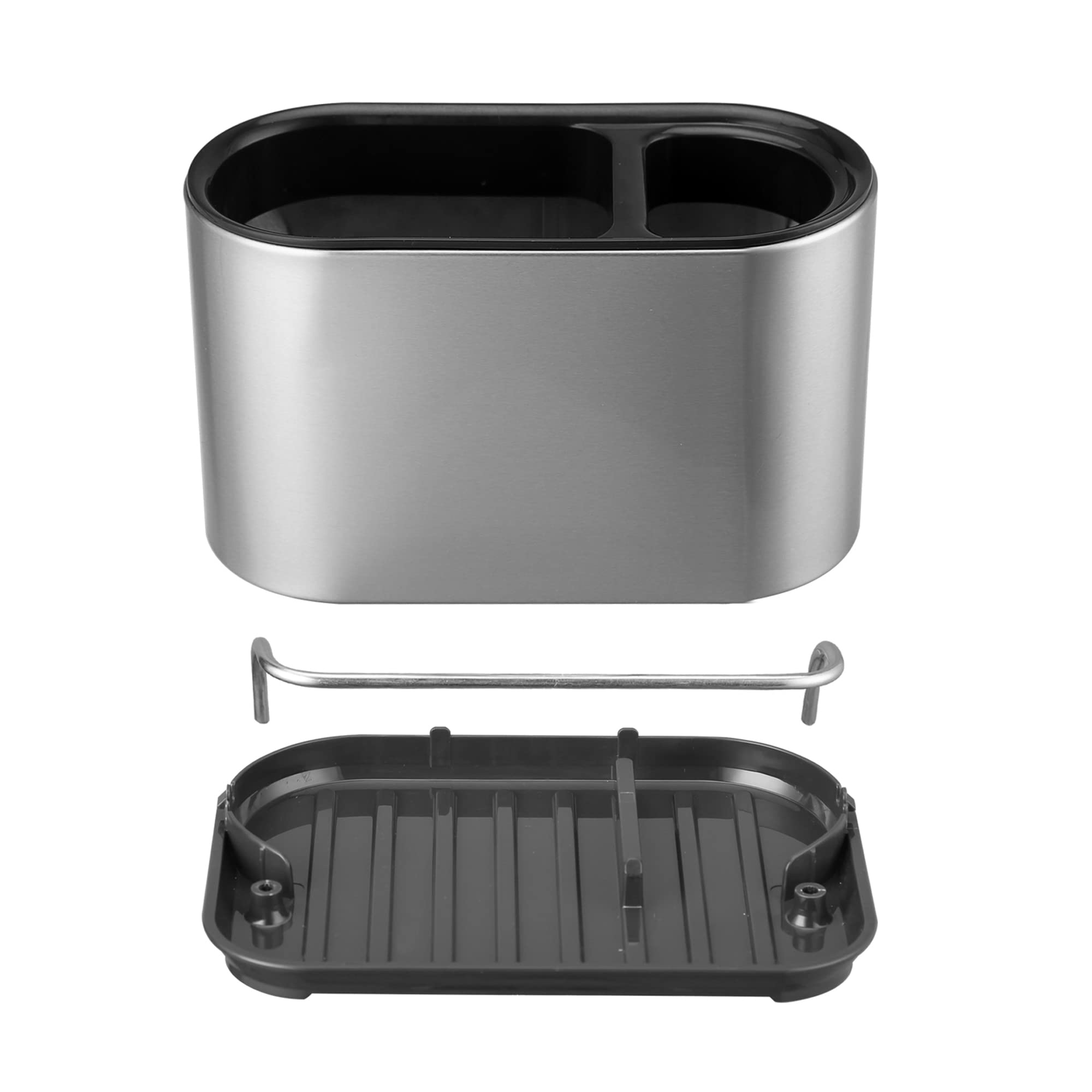 SDlumeiy Stainless Steel and Plastic Sponge Holder, Stainless Steel Sink Caddy, Sponge Holder Organizer 7.1x5.2x4.7 inches，Silver Gray