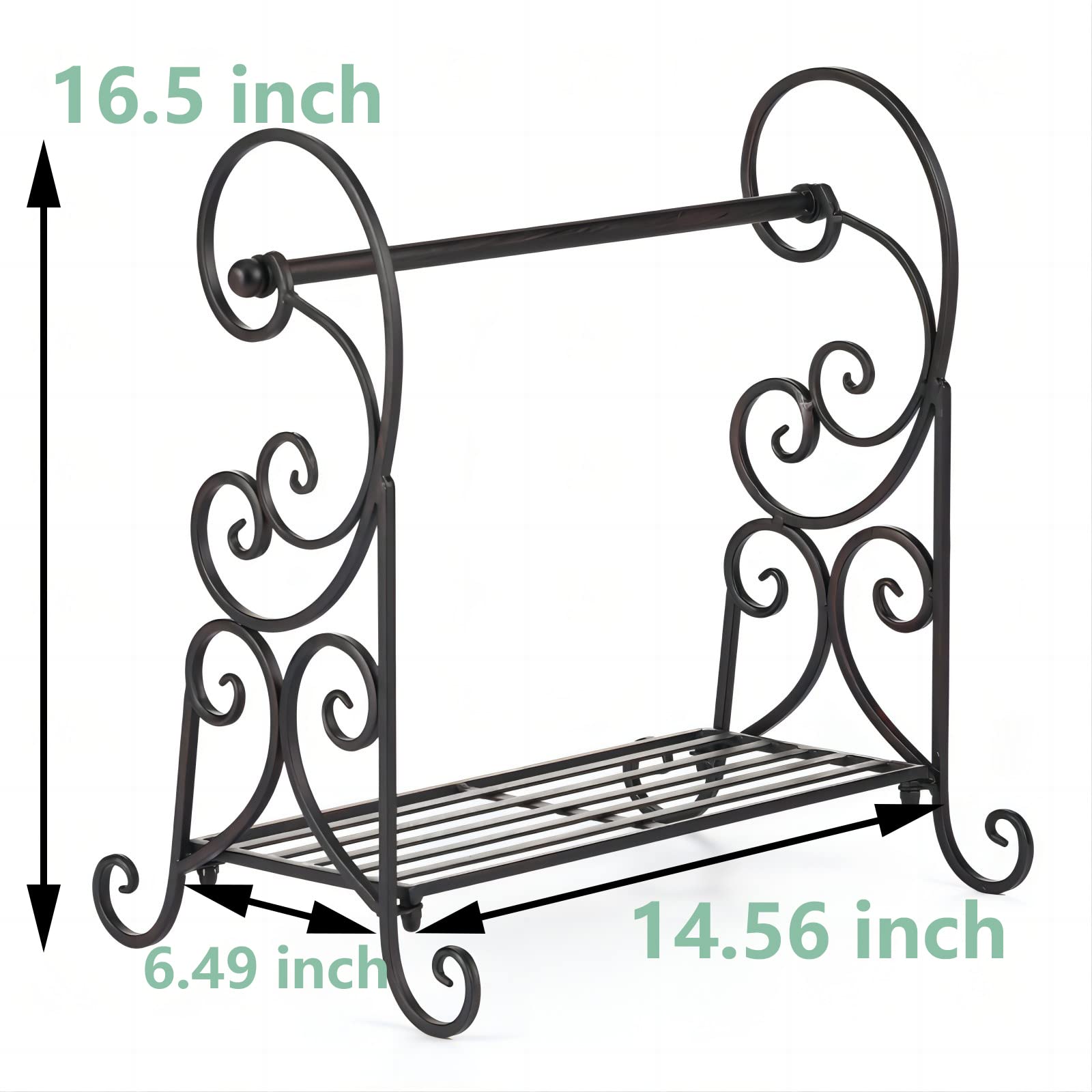 Wenbery Paper Towel Holder Stand 16.5" H Free Standing Metal Fancy Scroll Paper Towel Organizer for Kitchen Paper Towel Holder Stand and Condiment Shelf Rack