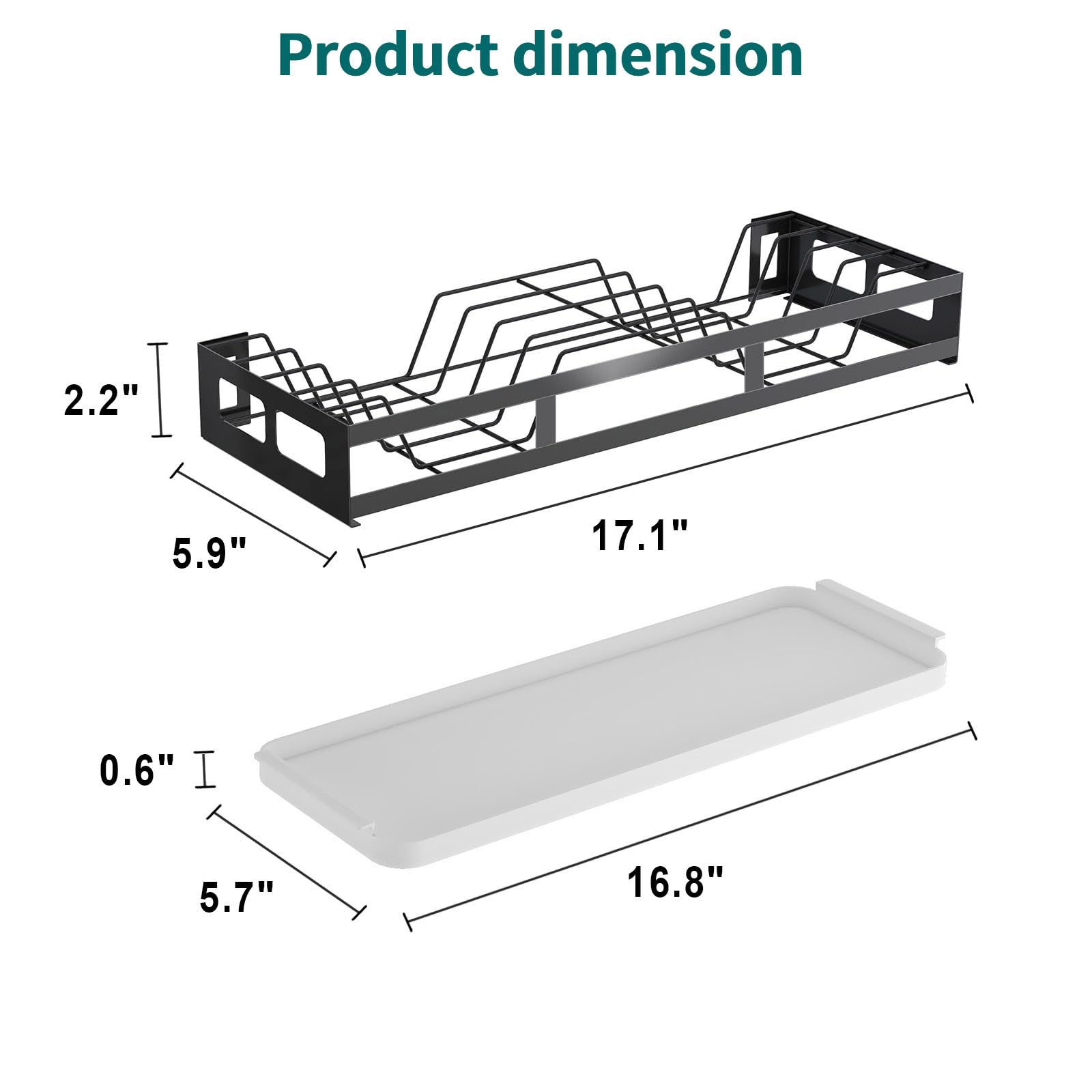 junyuan Dish Drying Rack Wall Mounted,Small Hanging Dish Drying Rack with Utensil Holder,Kitchen Storage Plate Rack with Drain Board,Durable Stainless Rust Proof Black