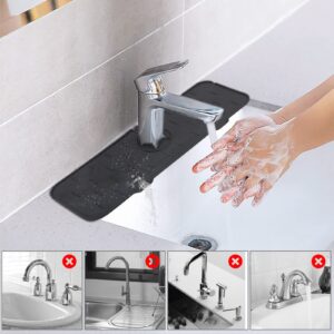 Premium Silicone Soap Holder for Bathroom Kitchen Self Draining Sink Draining Pad Behind Faucet Drip Protector Splash Countertop Sink Caddy Organizer for Dish Soap (Black)