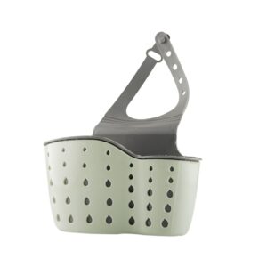 Sink Caddy Sponge Holder with Drain Hole Kitchen Faucet Hanging Bag Double Decker Basket, Light Green