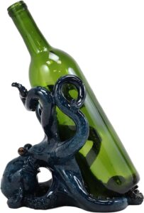 octopus wine holder figurine countertop bar decor octopus sculpture single wine holder (blue)