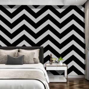 17.3"x118" Peel and Stick Wallpaper Black and White Contact Paper Removable Wallpaper Stripe Self-Adhesive Contact Paper Waterproof Wallpaper Decorative for Wall Covering Cabinets Shelves Liner