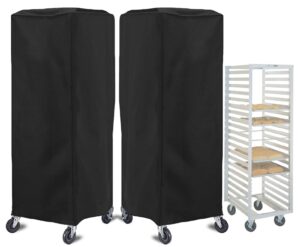 sealcover 2 pack bun pan rack cover, 23x28x64in black, 210d light duty waterproof and dustproof bread rack cover, bakery single rack cover.