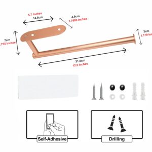 Paper Towel Holder for Kitchen - Drilling Free Wall Mount Paper Towel Holder, Aluminium Paper Towel Rack with Adhesive and Screws, Adhesive Paper Towel Holder Under Cabinet.