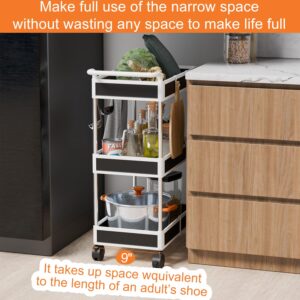 NUNET Under Sink Organizer w. Locking Casters & Handle 2/3/4 Tier Adjustable Small Rolling Cart Cabinet Storage Large Capacity Moving Cart w. Wheels for Kitchen, Bathroom, Countertop (2 Pack 2 Tier)