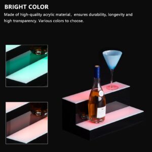 ROVSUN 2 Step 16 Inch LED Lighted Liquor Bottle Display Shelf, Illuminated Bar Shelves with Remote Control, Acrylic Lighted Drinks Lighting Shelves for Liquor Bottles Commercial Home Bar Accessories