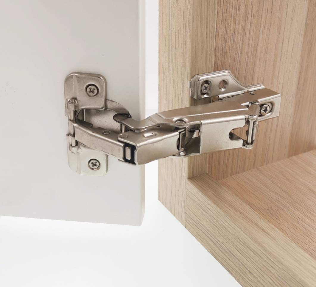 DECOBASICS Lazy Susan, Pie-Corner Kitchen Cabinet Hinge Set for Folding Doors. 165 Degree Nickle Plated Iron Concealed Hinges with Plates for Face Frame and Frameless Cabinets.