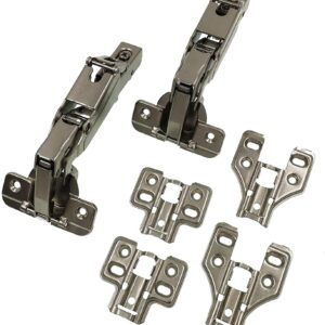 DECOBASICS Lazy Susan, Pie-Corner Kitchen Cabinet Hinge Set for Folding Doors. 165 Degree Nickle Plated Iron Concealed Hinges with Plates for Face Frame and Frameless Cabinets.
