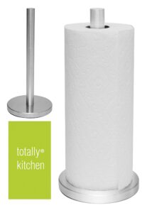 totally kitchen weighted paper towel holder | single tear standing paper towel holder | durable metal construction | classic design
