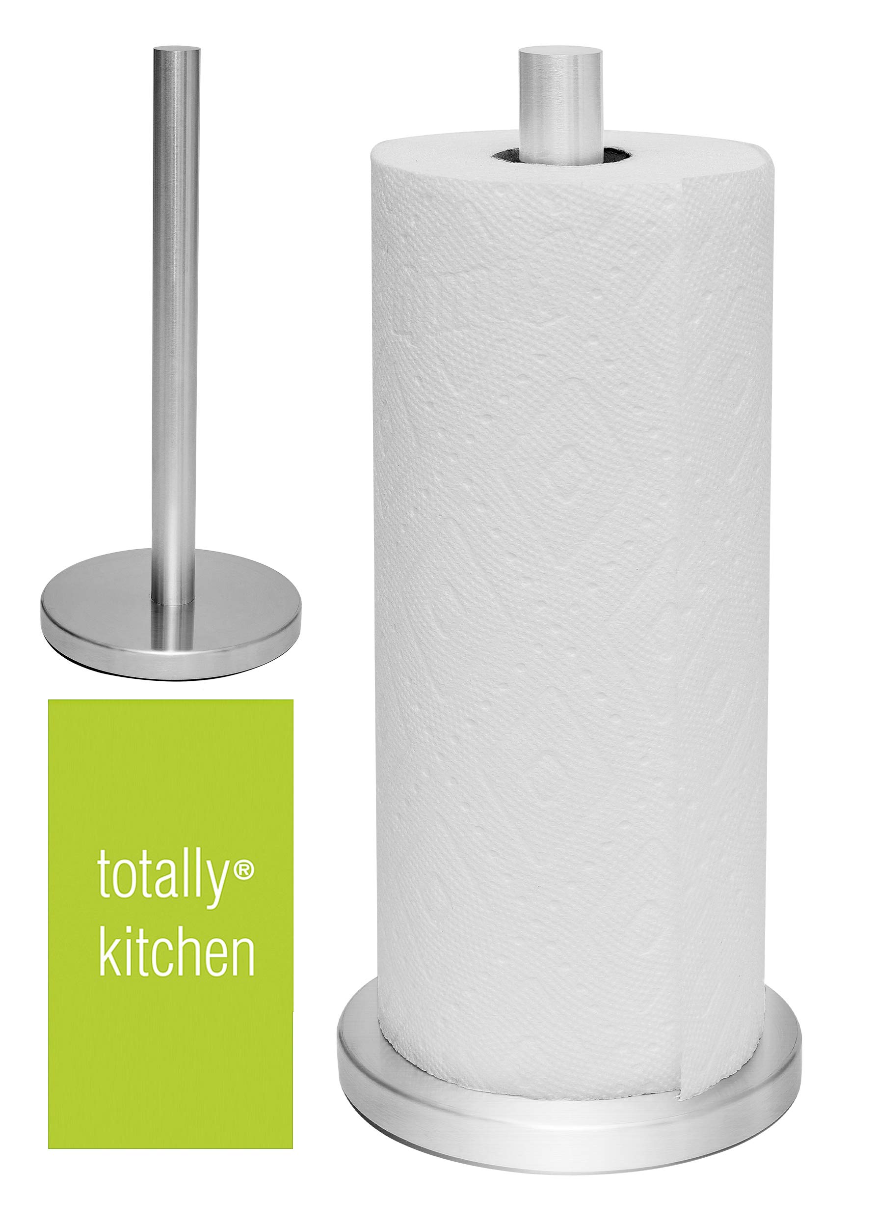 Totally Kitchen Weighted Paper Towel Holder | Single Tear Standing Paper Towel Holder | Durable Metal Construction | Classic Design