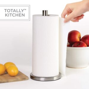 Totally Kitchen Weighted Paper Towel Holder | Single Tear Standing Paper Towel Holder | Durable Metal Construction | Classic Design