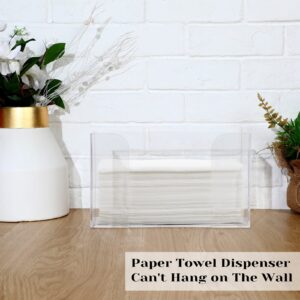 Pack of 4 Paper Towel Dispenser Countertop Acrylic Folded Paper Towel Holder, 11.4''W x 4.2''D x 6.7''H, Clear Guest Napkin Dispenser for Z-fold C-fold Multi-fold Paper Towels