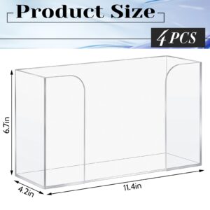 Pack of 4 Paper Towel Dispenser Countertop Acrylic Folded Paper Towel Holder, 11.4''W x 4.2''D x 6.7''H, Clear Guest Napkin Dispenser for Z-fold C-fold Multi-fold Paper Towels