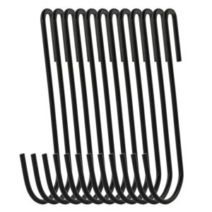 ruiling 20-pack 4.2 inches black antistatic coating steel s hook cookware universal pot rack hooks sturdy hanging hooks - multiple uses for kitchenware, pots, utensils, plants, towels